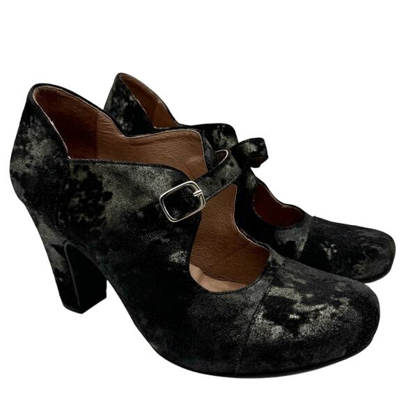 Miz Mooz Jackson Metallic Detail Mary Jane Heel Black 7.5 Retro Pinup Whimsigoth - Picture 1 of 11